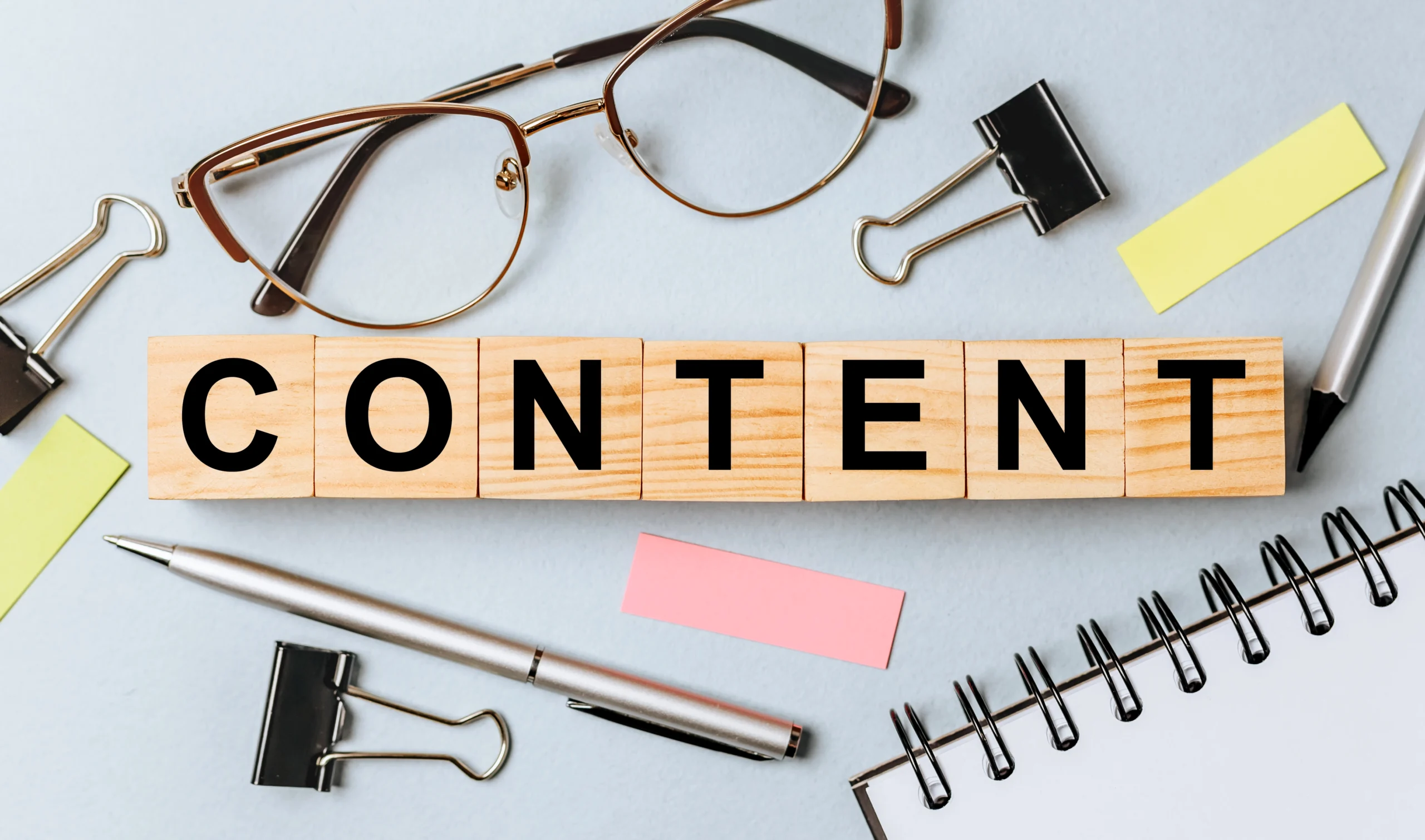 Content word on wooden blocks